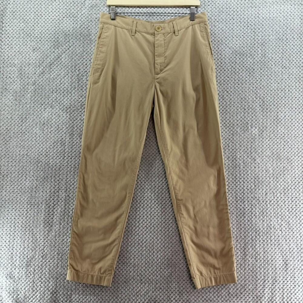 Cos Pants Women 34R Khaki Taper Straight High Rise Side Pocket Flat Front Career